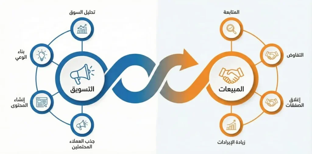 الفرق بين المبيعات والتسويق